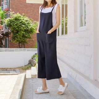 Strap-shoulder Wide-leg Jumper Pants