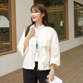 Tab-sleeve Flap Zip-up Jacket