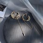 Non-matching Alloy Geometric Dangle Earring 1 Pair - Gold - One Size