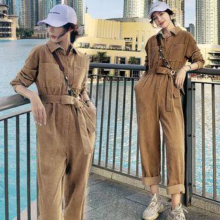 Corduroy Straight-cut Jumpsuit