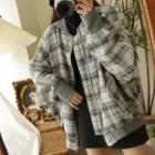 Houndstooth Furry Zip Jacket