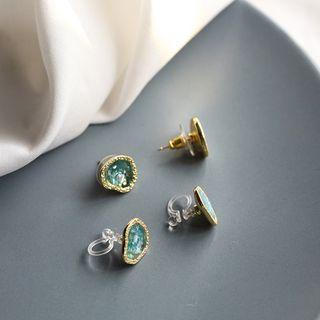 Silver Irregular Disc Stud Earring