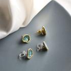 Silver Irregular Disc Stud Earring