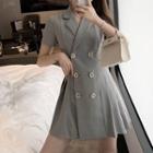 Double-breasted Blazer Pleated Dress