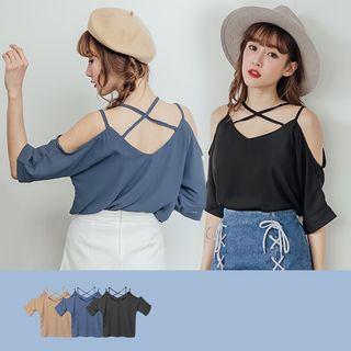 Strappy Cross Chiffon Top