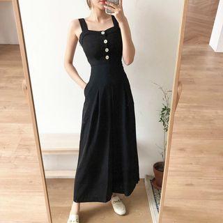 Plain Slim-fit Cropped Jumpsuit