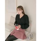 Collarless Double-breasted Pleated Blouse