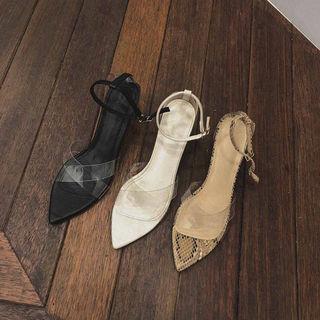 Clear-detail Kitten-heel Sandals