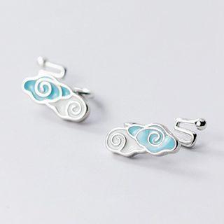 925 Sterling Silver Cloud Earring 1 Pair - S925 Silver - Clip On Earring - One Size