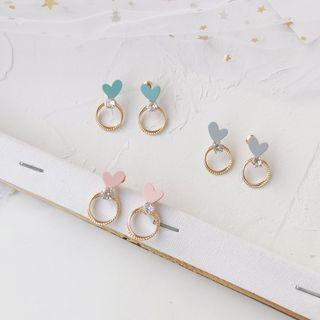 Heart Rhinestone Hoop Alloy Dangle Earring