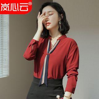 Tie-neck Shirt / Dress Pants / Fitted Mermaid Skirt / A-line Midi Skirt / Set