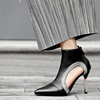 Cut-out Pointed High Heel Ankle Boots