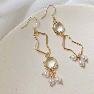 Asymmetric Faux-pearl Drop Earring / Clip-on Earring