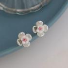 Flower Soft Clay Earring 1 Pair - White - One Size