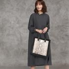 Frill-trim Boxy-fit Dress Dark Gray - One Size