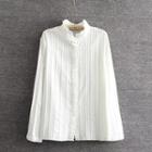 Frilled Neck Long-sleeve Blouse