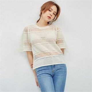See-through Pointelle-knit Top