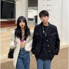 Notch Lapel Single-breasted Jacket / Loose Fit Jeans