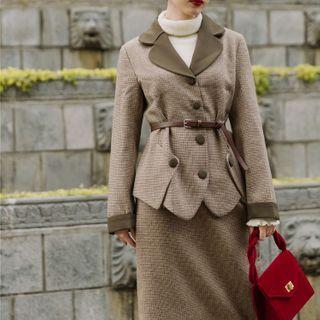 Set: Blazer + Midi A-line Skirt