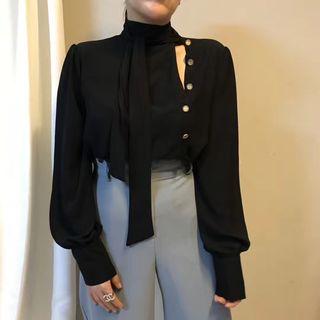 Tie Neck Button Detail Blouse