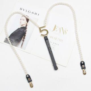 Numerical Rhinestone Suspender Black - One Size