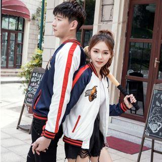 Couple Matching Embroidered Zip Baseball Jacket