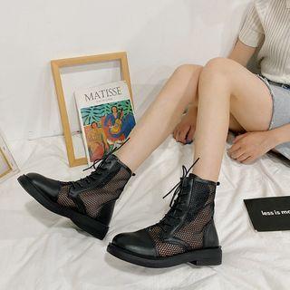 Lace-up Mesh Short Boots