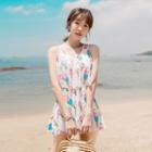 Ice Cream Print Ruffled Swimdress
