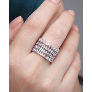 Rhinestone Tiered Wide Ring