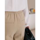 Plus Size Band-waist Pintuck-trim Baggy Pants