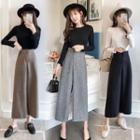 Long-sleeve T-shirt / Cropped Wide-leg Pants / Set