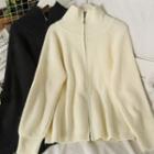 High-neck Loose-fit Zipper Sweater