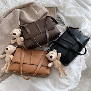 Faux Leather Flap Shoulder Bag / Bag Charm / Set