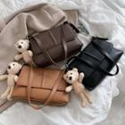 Faux Leather Flap Shoulder Bag / Bag Charm / Set