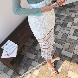 Crochet-lace Long Pencil Skirt