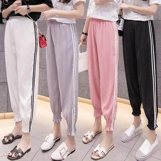 Contrast Trim Chiffon Harem Pants