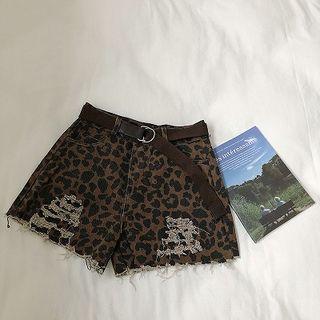 Leopard Denim Shorts