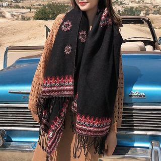 Patterned Shawl Black - One Size