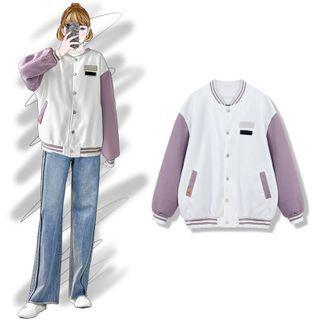 Two-tone Bomber Jacket Light Purple - One Size