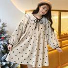 Heart Printed Long-sleeve A-line Dress