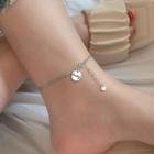 Lettering Disc Pendant Anklet Silver - One Size