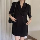 Short-sleeve Plain Coat Dress