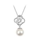 Simple Pendant With White Austrian Element Crystals And Fashion Pearl And Necklace