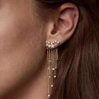 Star Rhinestone Fringed Earring C03-01-08 - 1 Pair - Gold - One Size