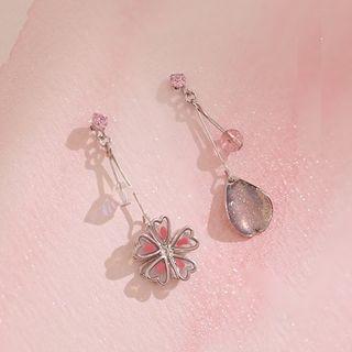 Non-matching Sakura Faux Crystal Dangle Earring
