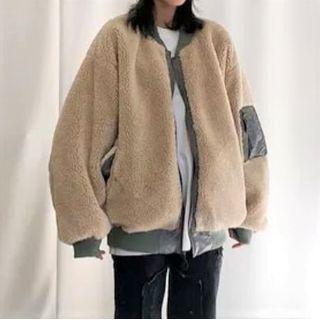 Reversible Fleece Zipped Jacket Almond - One Size