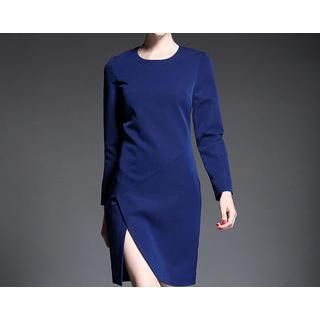 Long-sleeve Side Slit Dress
