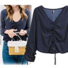 V-neck Dotted Long-sleeve Top