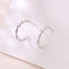 Open Hoop Sterling Silver Ear Stud 1 Pair - Silver - One Size