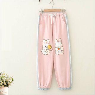 Cartoon Rabbit Embroidered Joggers